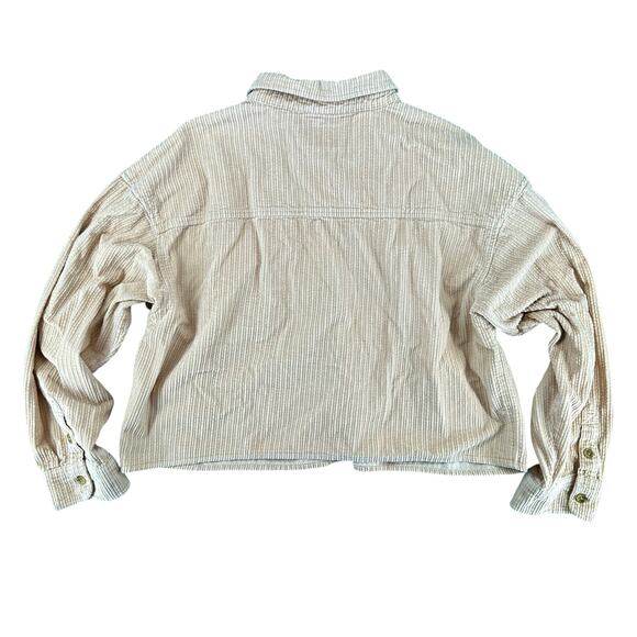 American Eagle Cream Corduroy Button Down Collared Shirt Women's Large Casual - Picture 2 of 6